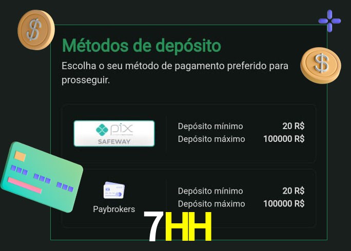 O cassino 7HH oferece uma grande variedade de métodos de pagamento